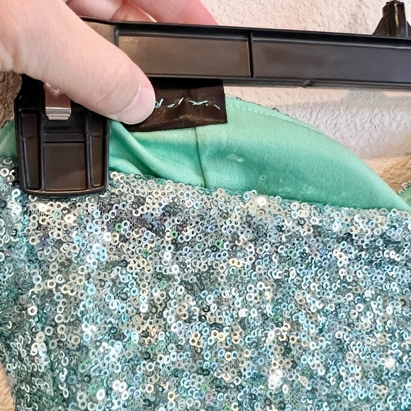 Vintage Y2K High Low Hem Sequin Prom Dress Tie Halter Neck Juniors Large Fairy - Picture 7 of 9